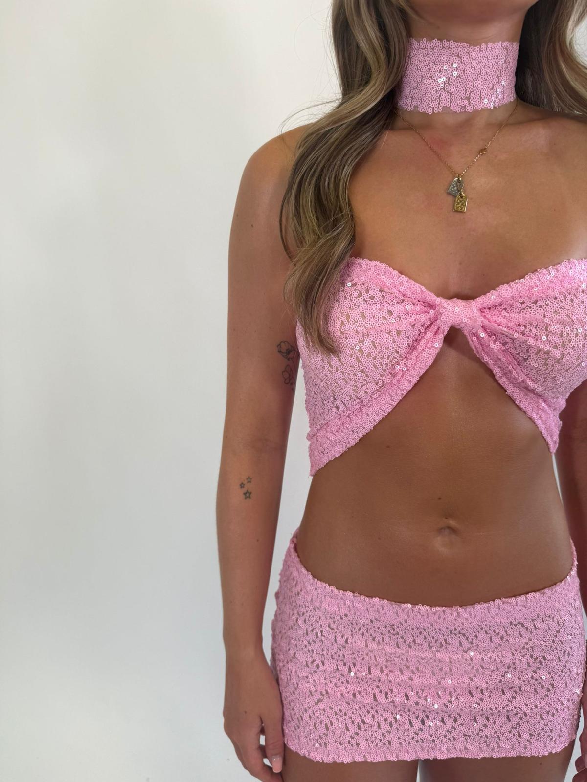 PINK SEQUIN SKIRT