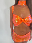 Orange sequin skirt