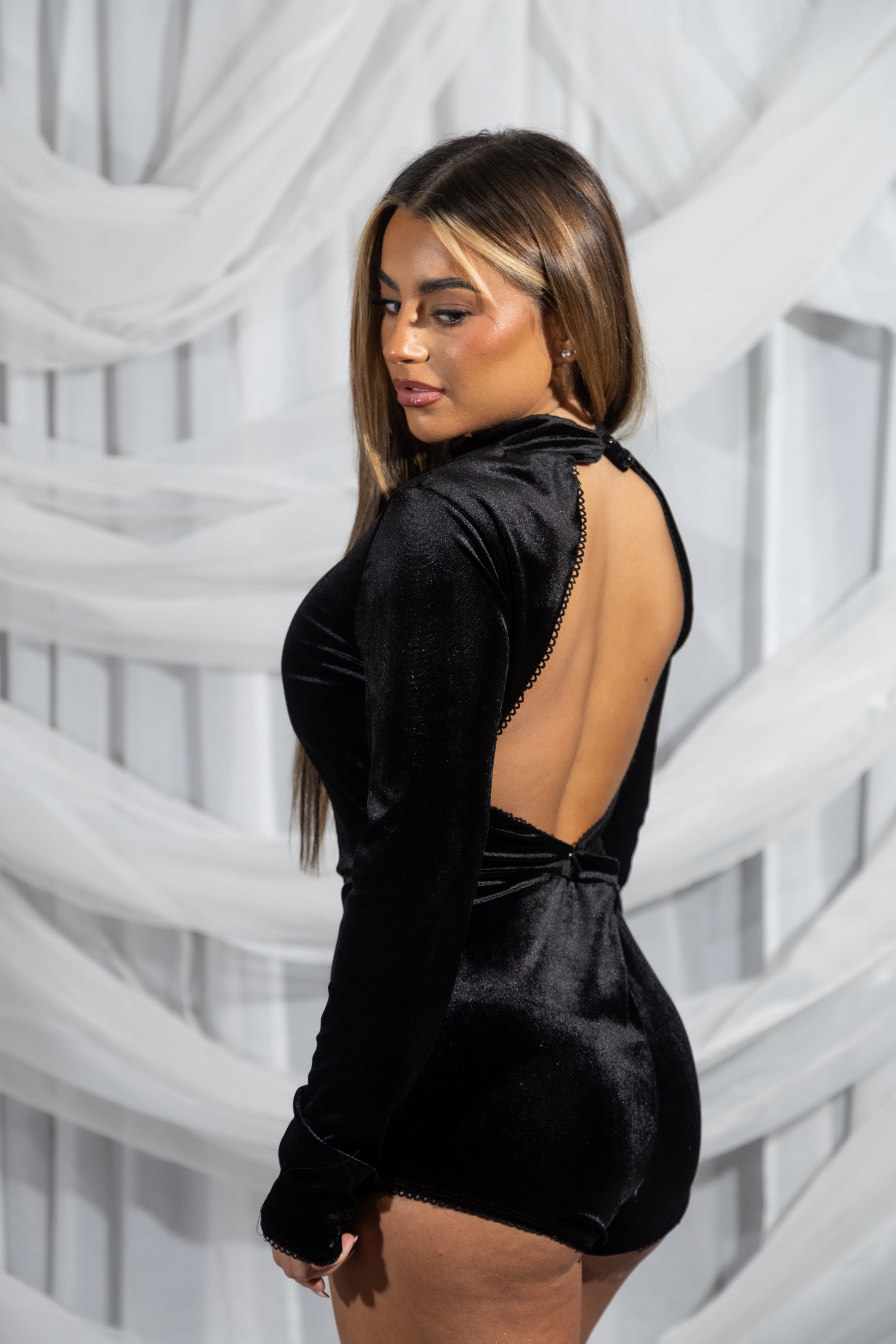 Black Velvet Romper