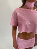 Pink Cara-Cord sequin top